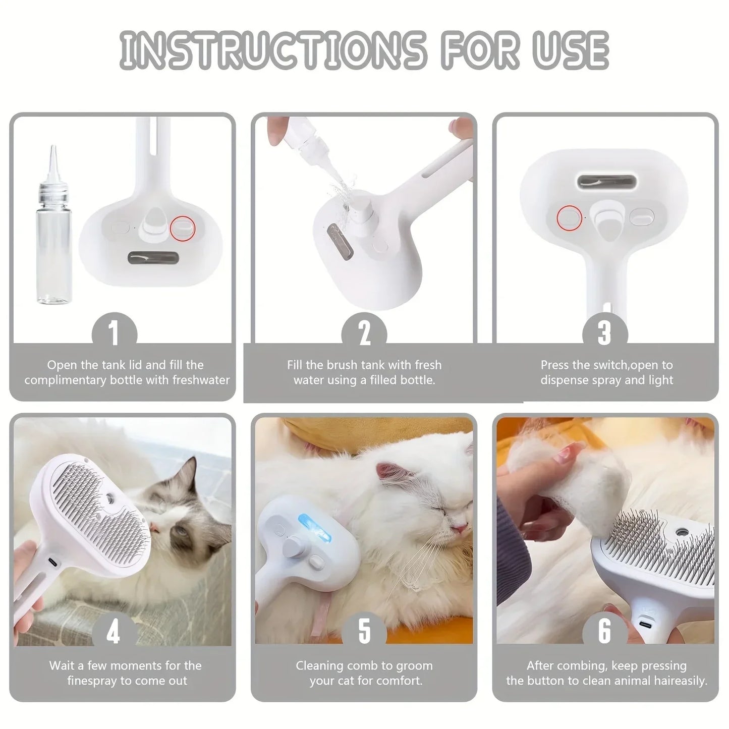 Brosse VapoPattes™ (Vapeur 3-en-1) pour chats et chiens